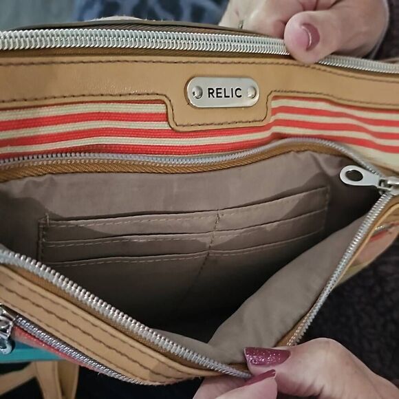 Relic Crossbody Purse. Shoulder Bag. Colorful Striped Design. - Picture 4 of 9